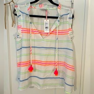 Vineyard Vines Guava Multi-stripe Popover Top